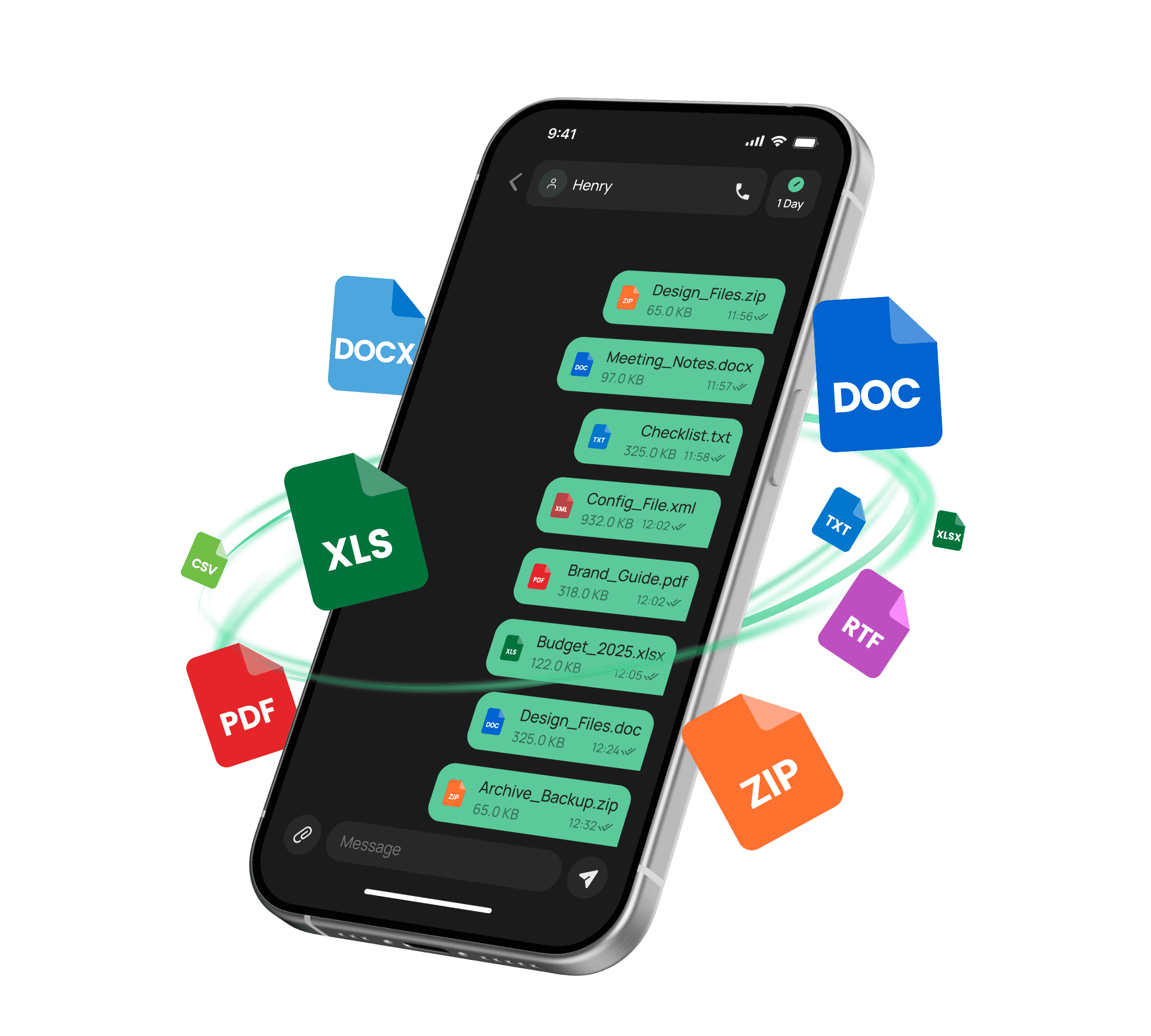 Send files of any types, securely and encrypted