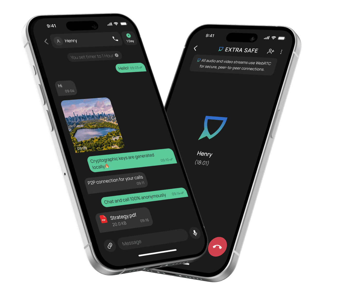 Encrypted messaging and P2P calls