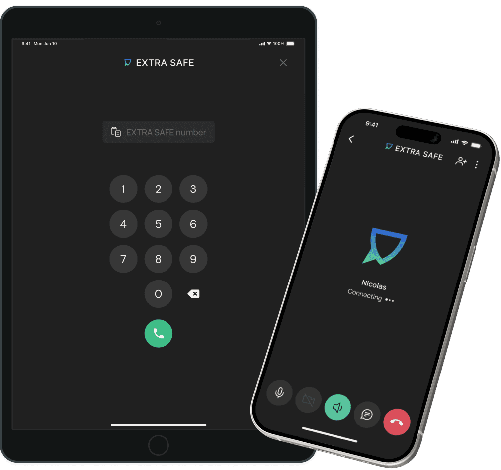 Encrypted voice calls with EXTRA SAFE number on mobile devices